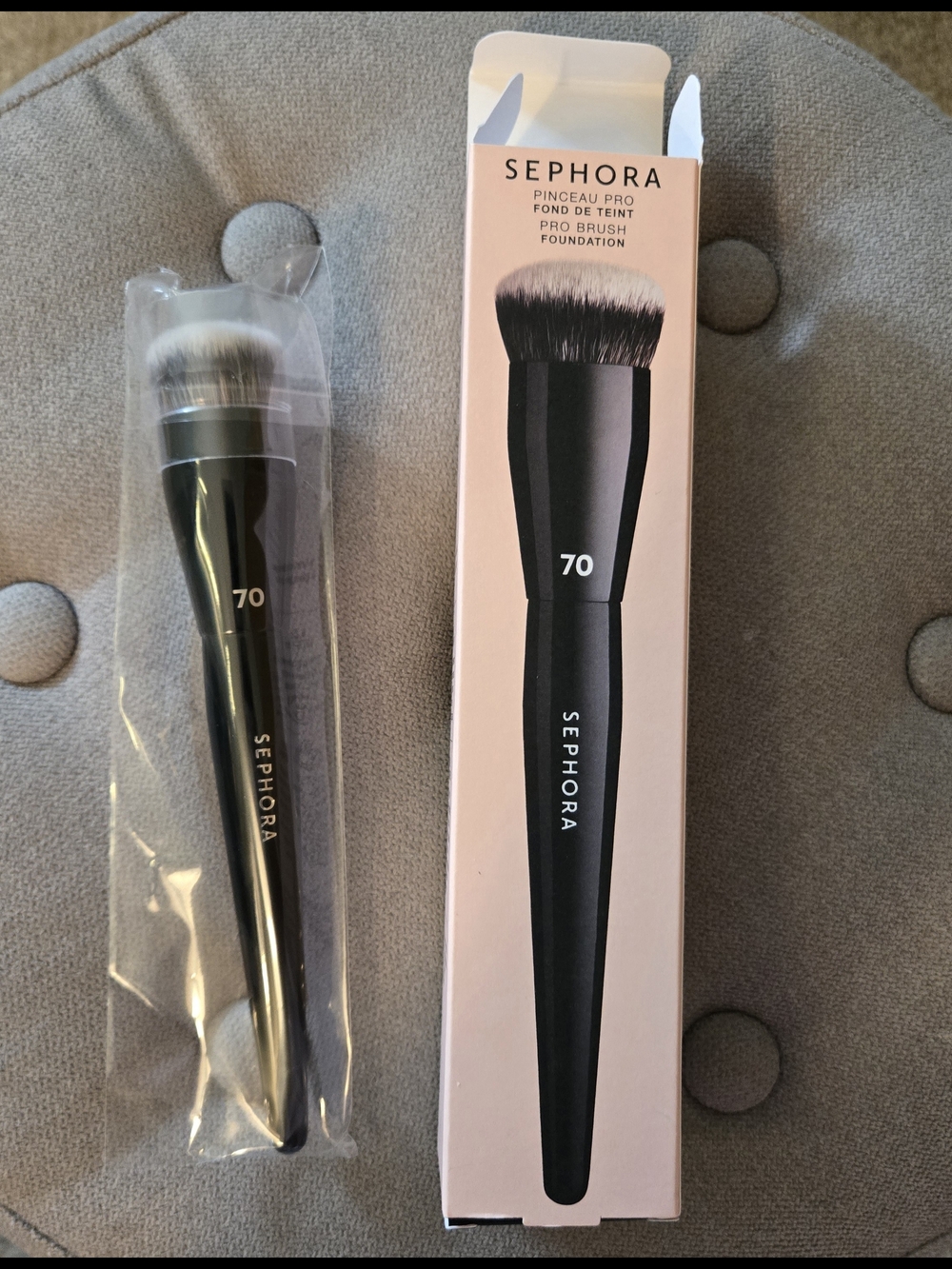 Sephora #70 Foundation Brush — Black Handle with White-Tip Bristles